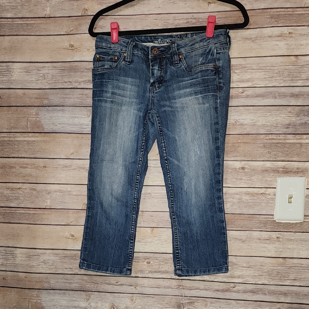 Refuge Dark Blue Cropped Jeans